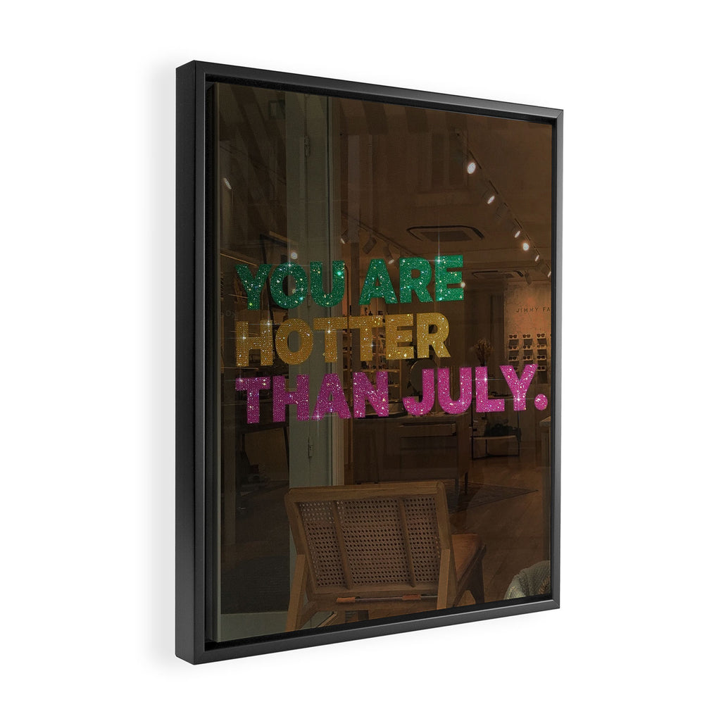 July - HOT SUMMER | collage art by Yana Potter | glitter art | collage creative | summer mood | sunshine Framed Canvas Print Gallery Image 2