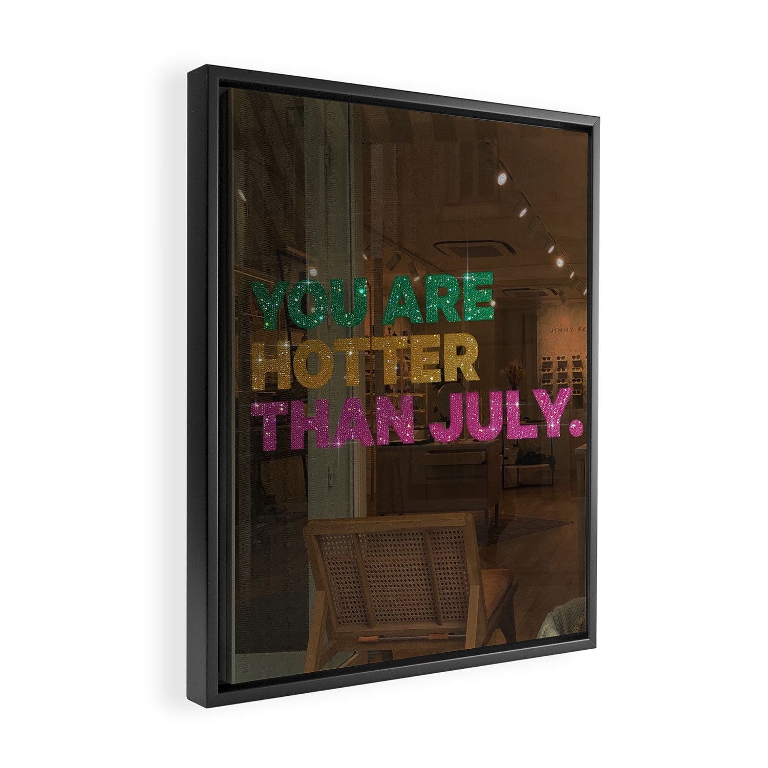 July - HOT SUMMER | collage art by Yana Potter | glitter art | collage creative | summer mood | sunshine Framed Canvas Print Gallery Image 2