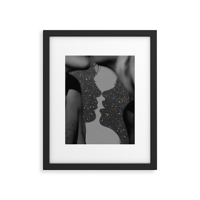 LOVE | glitter collage art | shadows | feelings | passion | sparkle art | glitter art | bling  Framed Art Print Gallery Image 1