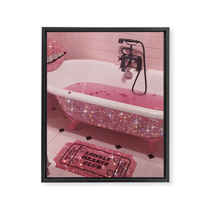 MAGIC BATHROOM | pink | pastel | shower | aesthetic | meme | funny | girly | positive | glitter  Framed Canvas Print Gallery Image 8