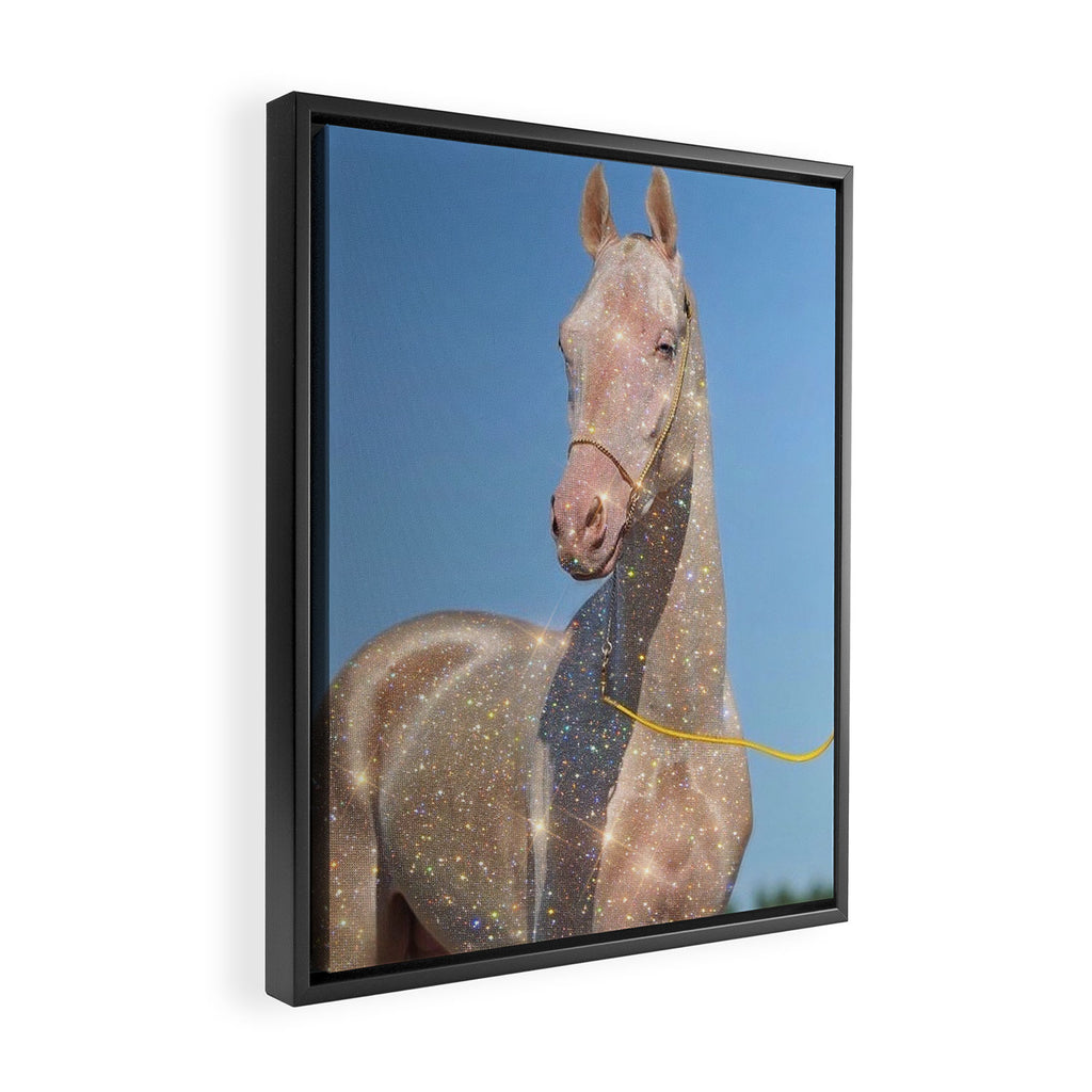 MAGIC HORSE | magical | glitter | sparkle | shiny | pet | animal | nature | blue | bling | collage  Framed Canvas Print Gallery Image 2