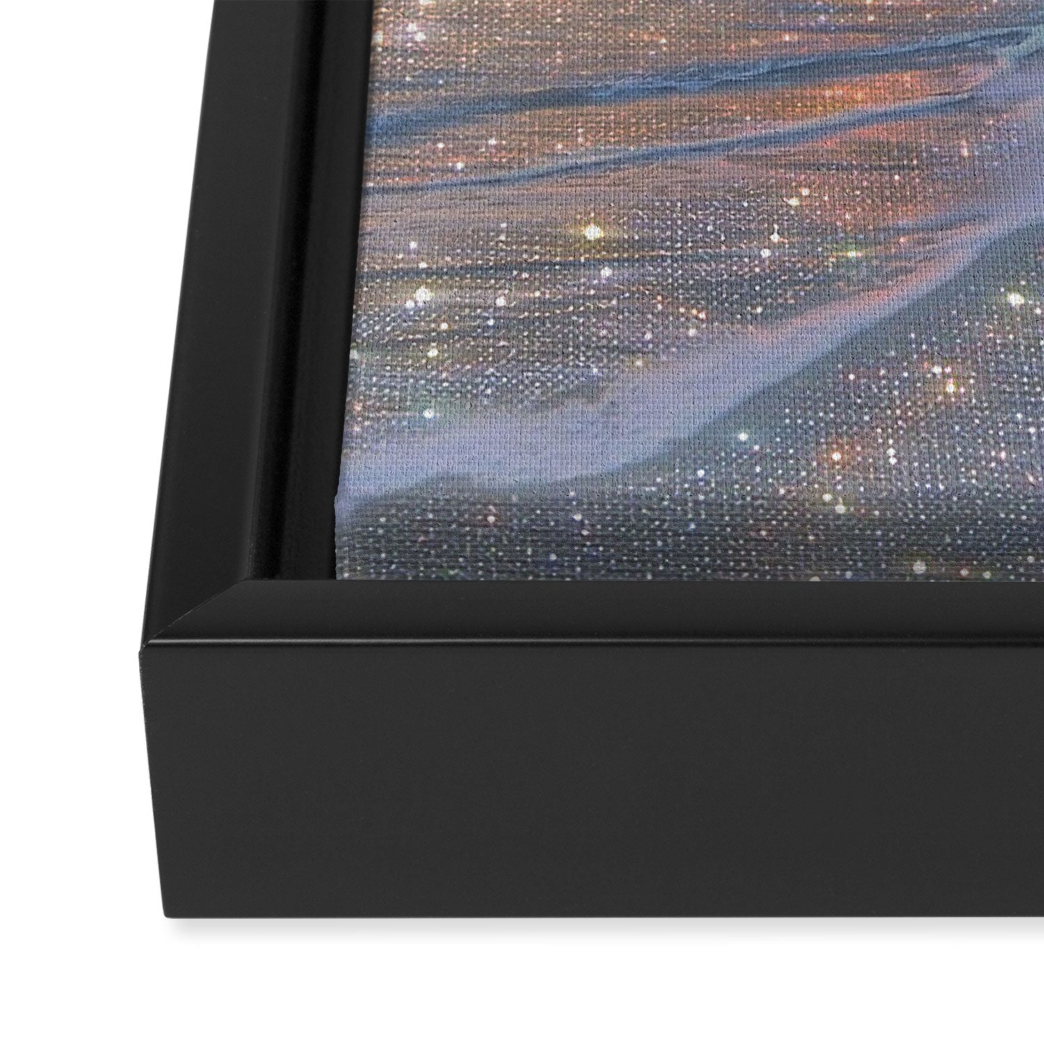 MAGIC OCEAN - glitter artwork by Yana Potter artist. Sparkling waves, pastel blue, beautiful nature. Framed Canvas Print Gallery Image 3