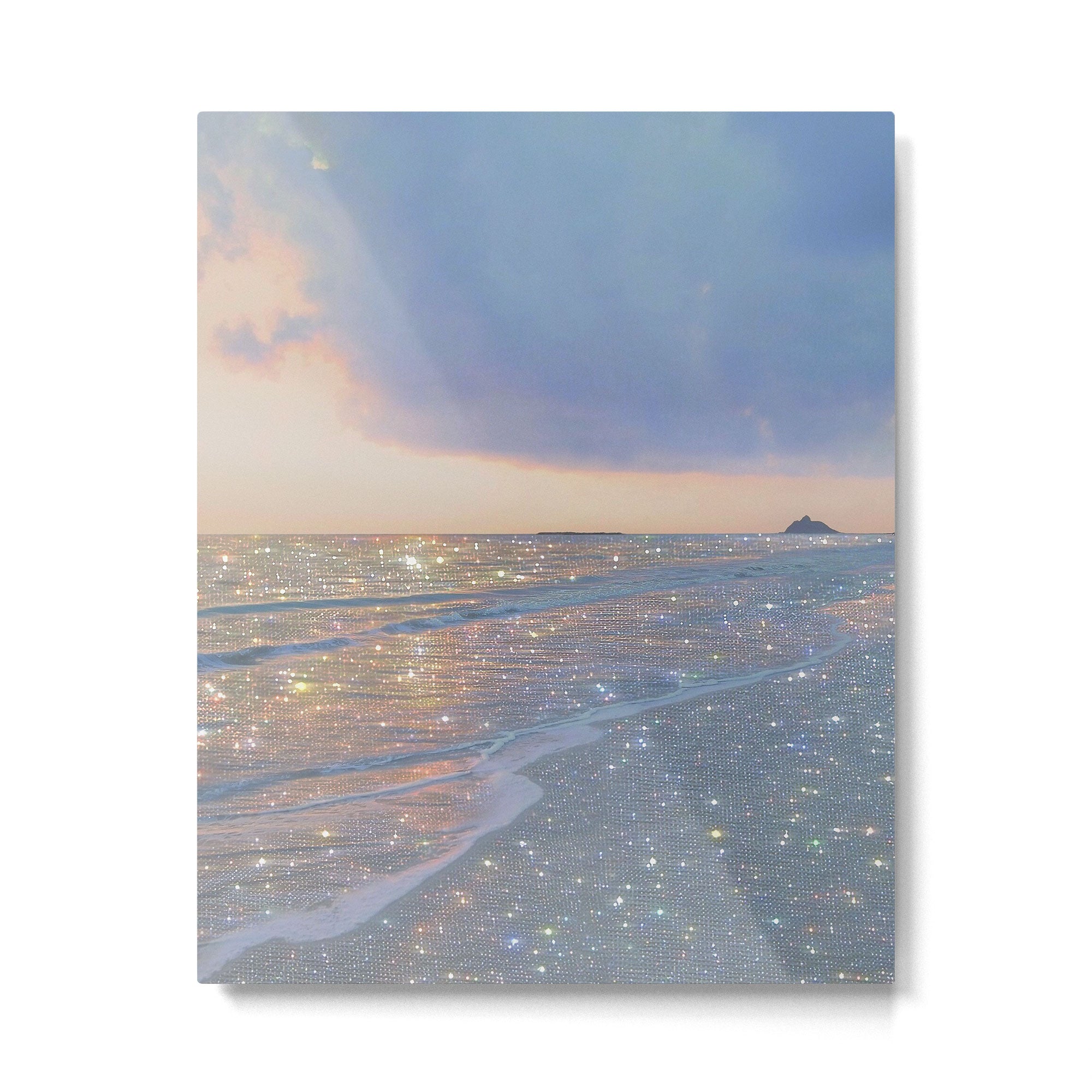 MAGIC OCEAN - glitter artwork by Yana Potter artist. Sparkling waves, pastel blue, beautiful nature. Metal Print Gallery Image 4