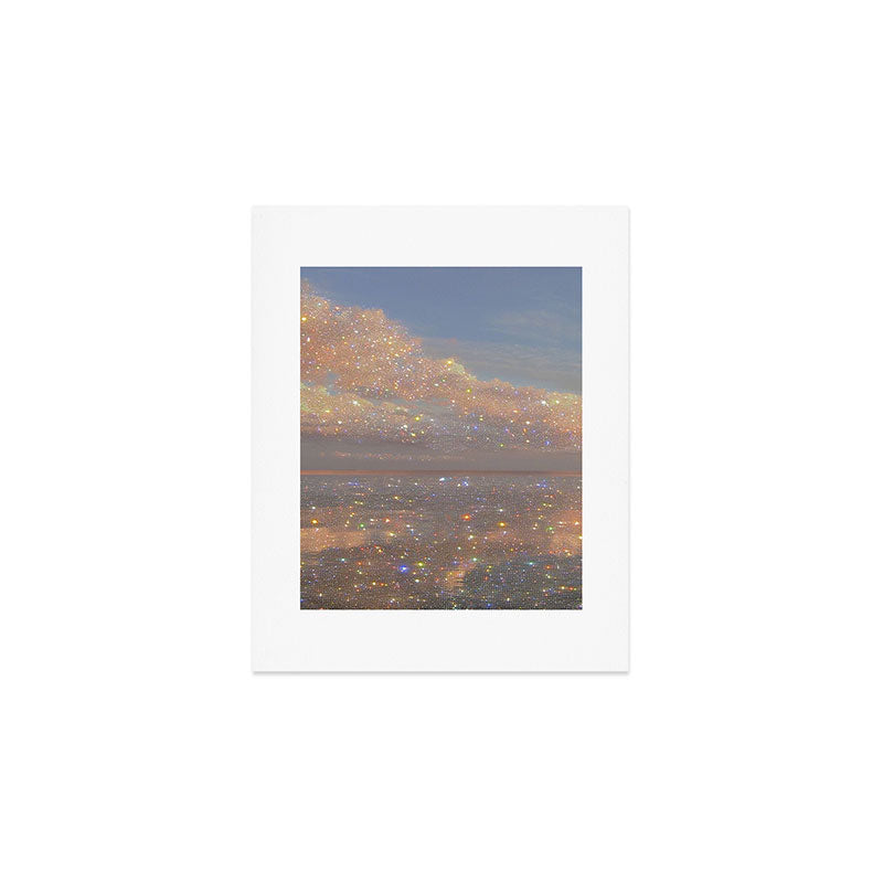 Magical sparkle sunset | shining sky | ocean | waves | sea | diamonds | collage | blue | nature |  Art Print Gallery Image 1