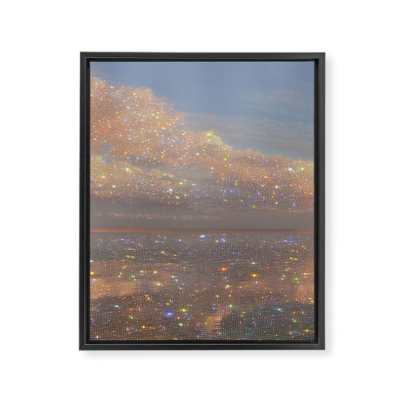 Magical sparkle sunset | shining sky | ocean | waves | sea | diamonds | collage | blue | nature |  Framed Canvas Print Gallery Image 8