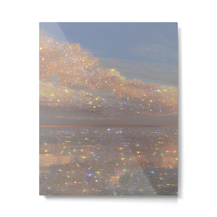Magical sparkle sunset | shining sky | ocean | waves | sea | diamonds | collage | blue | nature |  Metal Print Gallery Image 1