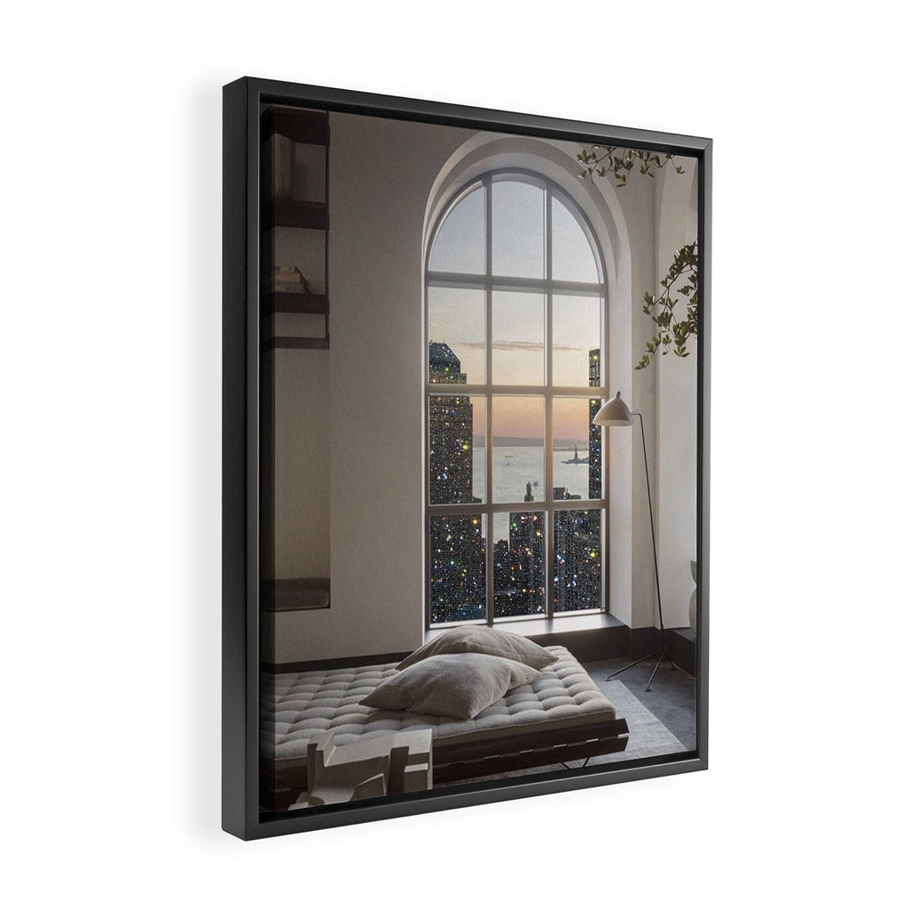 NEW YORK VIEW | city | window | view | building | aesthetic | bling | sparkle | shine | glitter  Framed Canvas Print Gallery Image 2