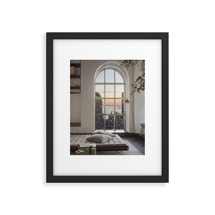 NEW YORK VIEW | city | window | view | building | aesthetic | bling | sparkle | shine | glitter  Framed Art Print Gallery Image 1
