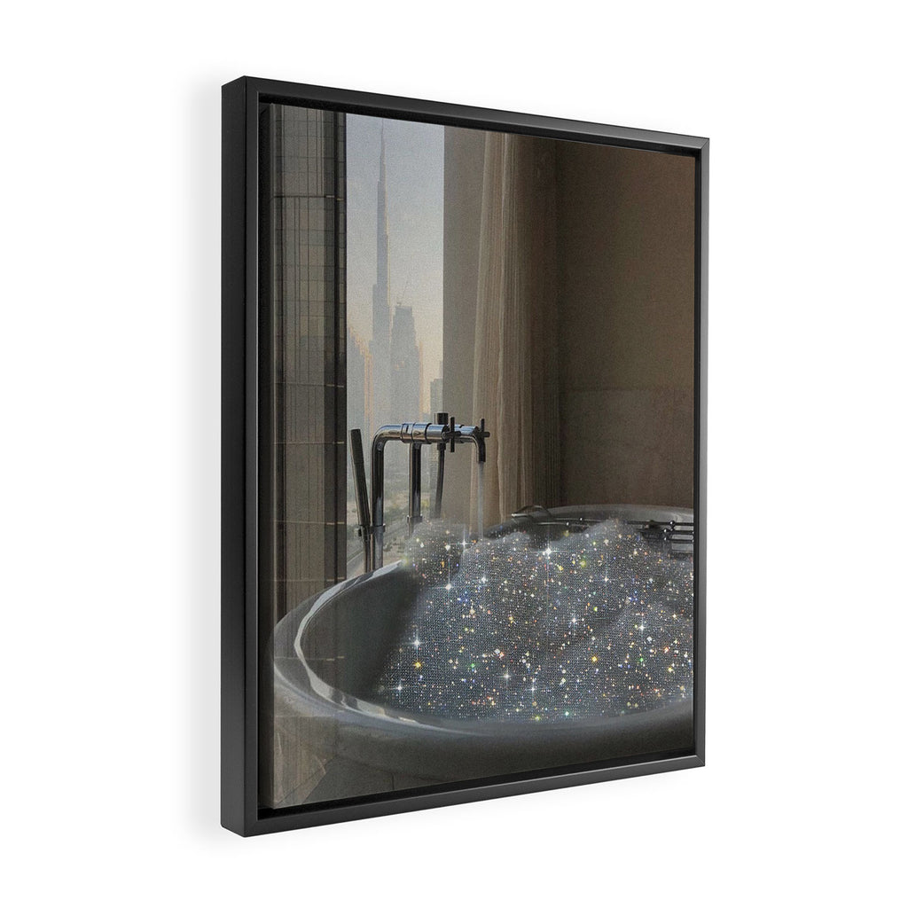 PERFECT MORNING | digital art collage by Yana Potter | bathroom aesthetic | chill and relax vibes  Framed Canvas Print Gallery Image 2