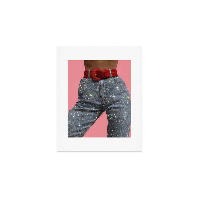 PINK AND JEANS | pop art | collage | glitter | positive |  sparkle | shiny | legs | style | fashion Art Print Gallery Image 1