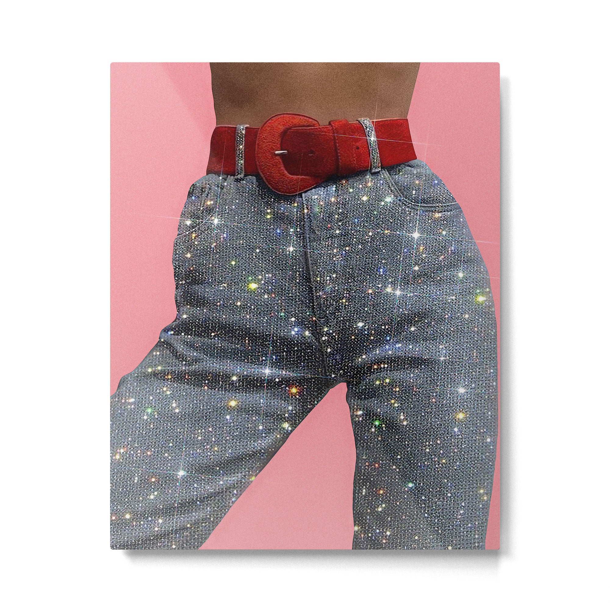PINK AND JEANS | pop art | collage | glitter | positive |  sparkle | shiny | legs | style | fashion Metal Print Gallery Image 6