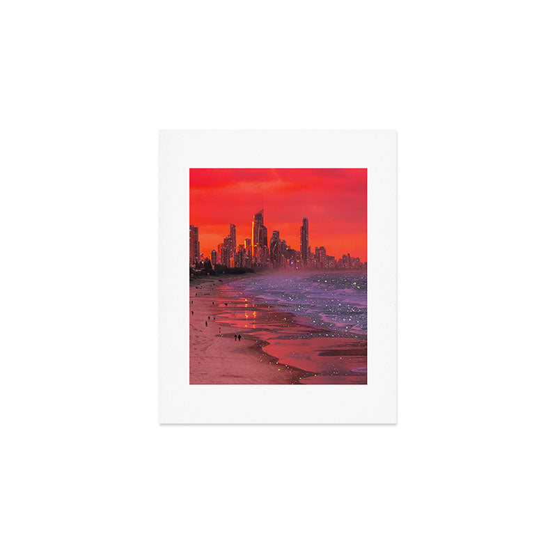 PINK BEACH IN THE FUTURE | waves | ocean | sea | collage | city | vibe | summer | inspiration star Art Print Gallery Image 1