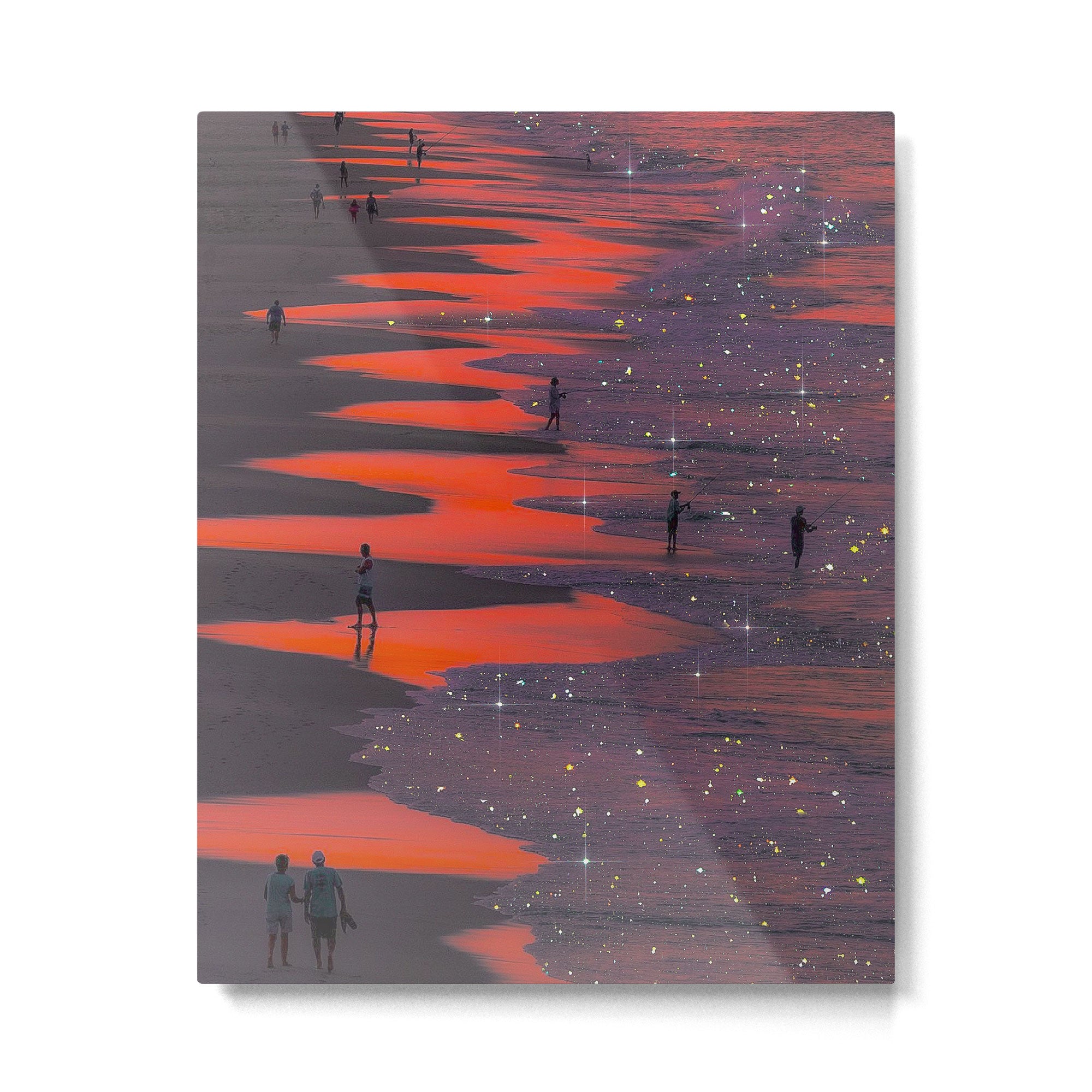 PINK BEACH | sunset | waves | ocean | sea | summer | nature | purple | stars | bling | sky | pink  Metal Print Gallery Image 4