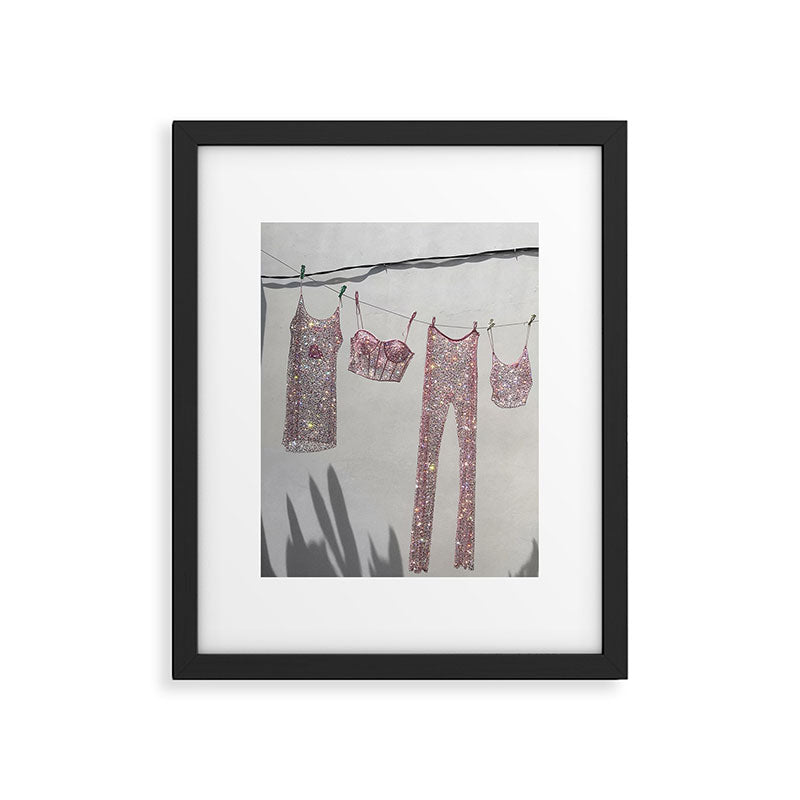 SATURDAY MORNING - collage art, glitter  artwork by Yana Potter, bling and shiny, summer mood, sunny Framed Art Print Gallery Image 5