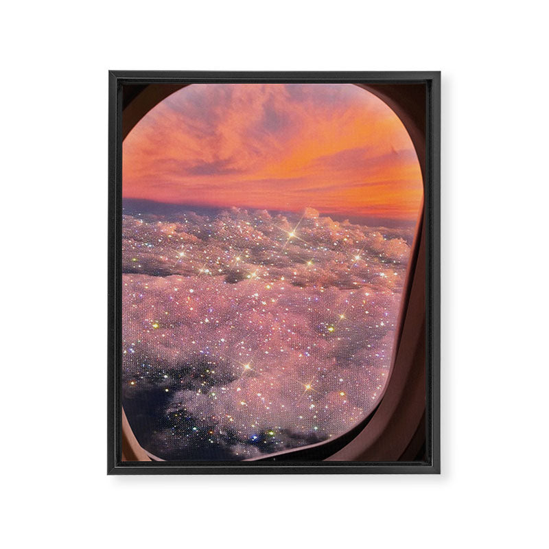 SHINING SKY | plane | illuminator | fly | freedom | travel | clouds | pink | cute | glitter | bling Framed Canvas Print Gallery Image 6