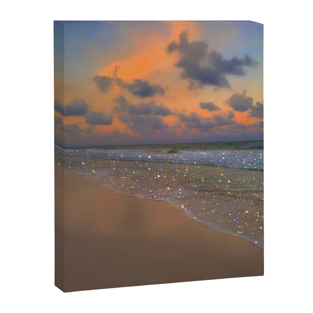 SHINY WAVES | ocean | sea | waves | glitter | collage | sunset | warm | summer | beach | sky Canvas Print Gallery Image 6