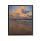 SHINY WAVES | ocean | sea | waves | glitter | collage | sunset | warm | summer | beach | sky Framed Canvas Print Gallery Image 6