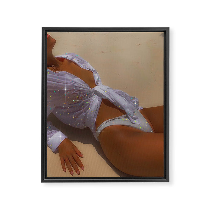 SO READY FOR THE SUMMER | collage | body | summer | sunshine | tan | legs | elegant | glitter  Framed Canvas Print Gallery Image 1