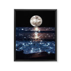 SUNSET | magical | stars | moon | night | waves | moon | sky | beach | ocean | sea | blue | bling  Framed Canvas Print Gallery Image 6