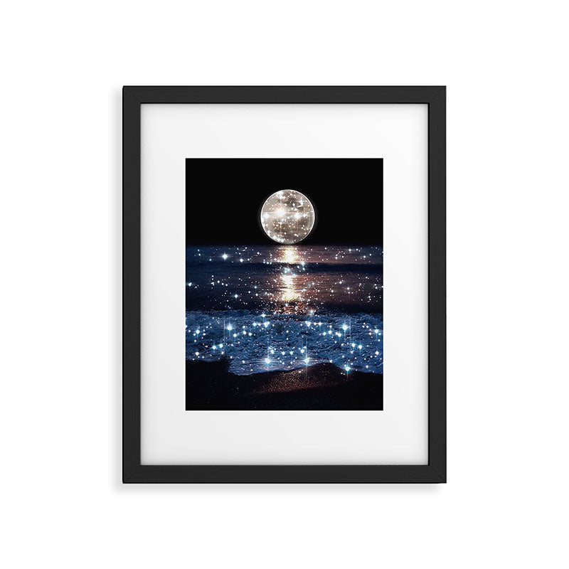 SUNSET | magical | stars | moon | night | waves | moon | sky | beach | ocean | sea | blue | bling  Framed Art Print Gallery Image 5