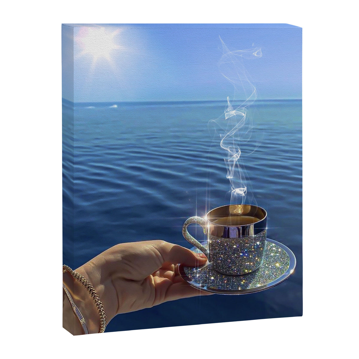 TAKE A BREAK | blue | cup | summer | glitter | sunshine | vacation | morning | coffee | aesthetic  Canvas Print Gallery Image 6