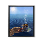 TAKE A BREAK | blue | cup | summer | glitter | sunshine | vacation | morning | coffee | aesthetic  Framed Canvas Print Gallery Image 6