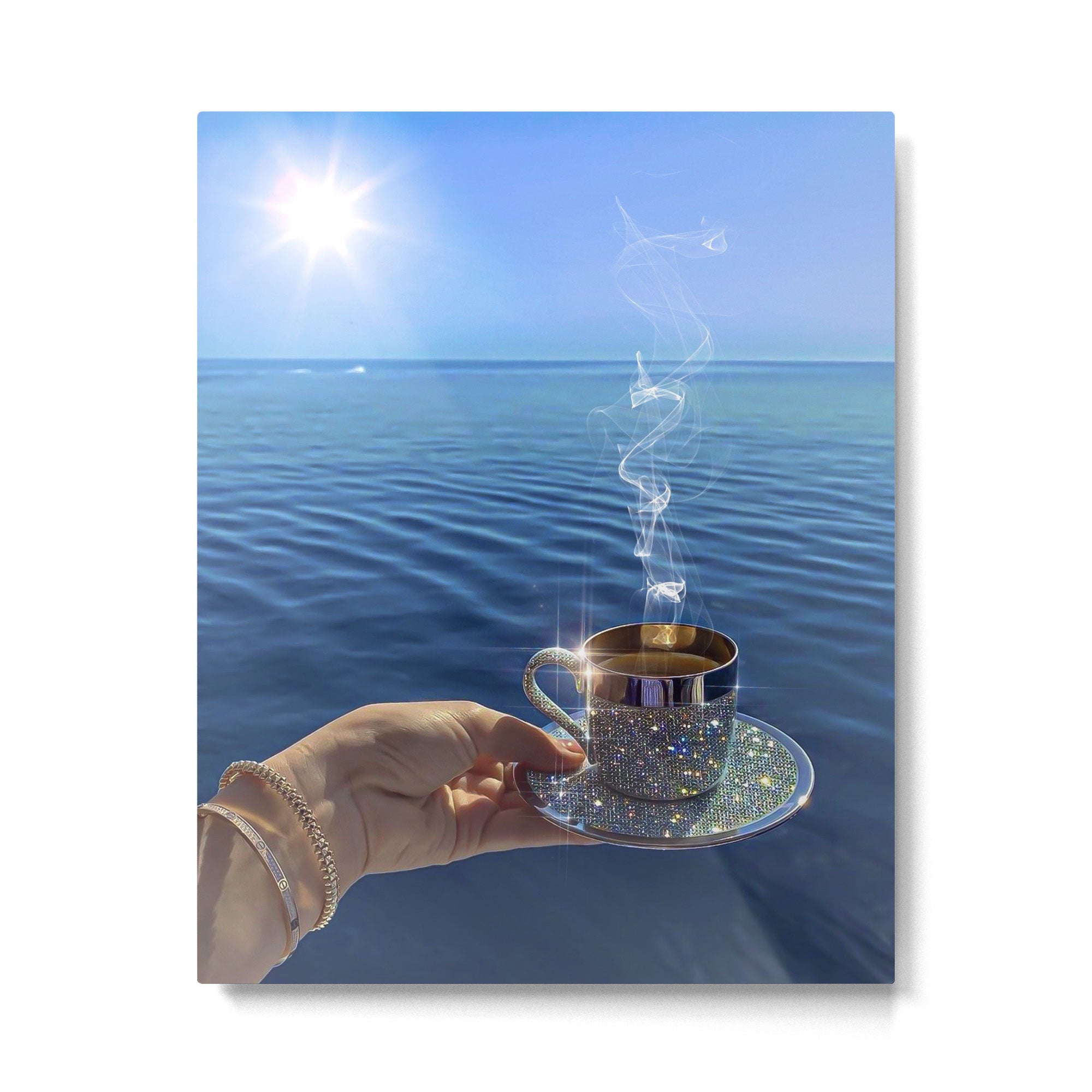 TAKE A BREAK | blue | cup | summer | glitter | sunshine | vacation | morning | coffee | aesthetic  Metal Print Gallery Image 4