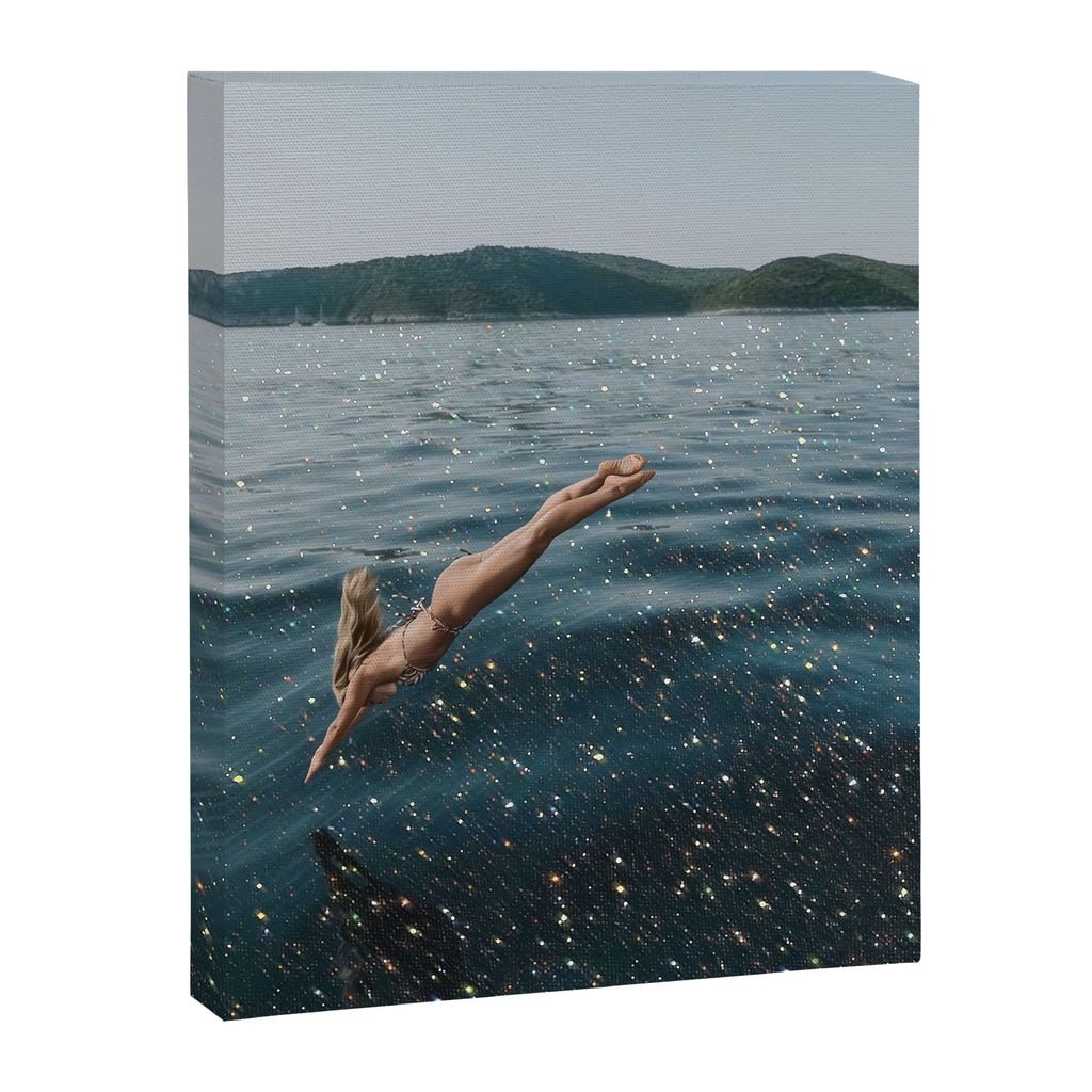 THE DIVE | summer | swim | ocean | waves | blue | summer | swim | sea | bling | shining | glitter |  Canvas Print Gallery Image 6
