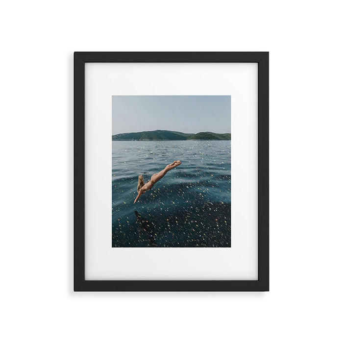 THE DIVE | summer | swim | ocean | waves | blue | summer | swim | sea | bling | shining | glitter |  Framed Art Print Gallery Image 1