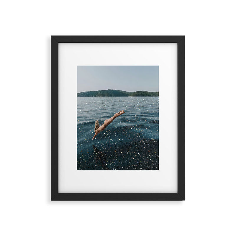 THE DIVE | summer | swim | ocean | waves | blue | summer | swim | sea | bling | shining | glitter |  Framed Art Print Gallery Image 5
