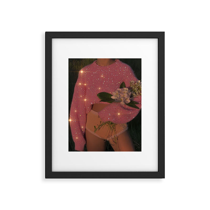 THE END OF JUNE | flowers | pink | collage | aesthetic | summer | glitter | bling | girl  Framed Art Print Gallery Image 6