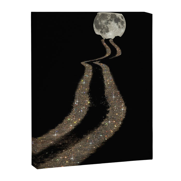 THE MOON | glitter | gold | path | full | planet | star | sky | night | glitter  Canvas Print Gallery Image 1