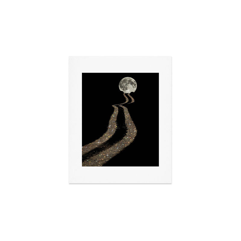 THE MOON | glitter | gold | path | full | planet | star | sky | night | glitter  Art Print Gallery Image 1