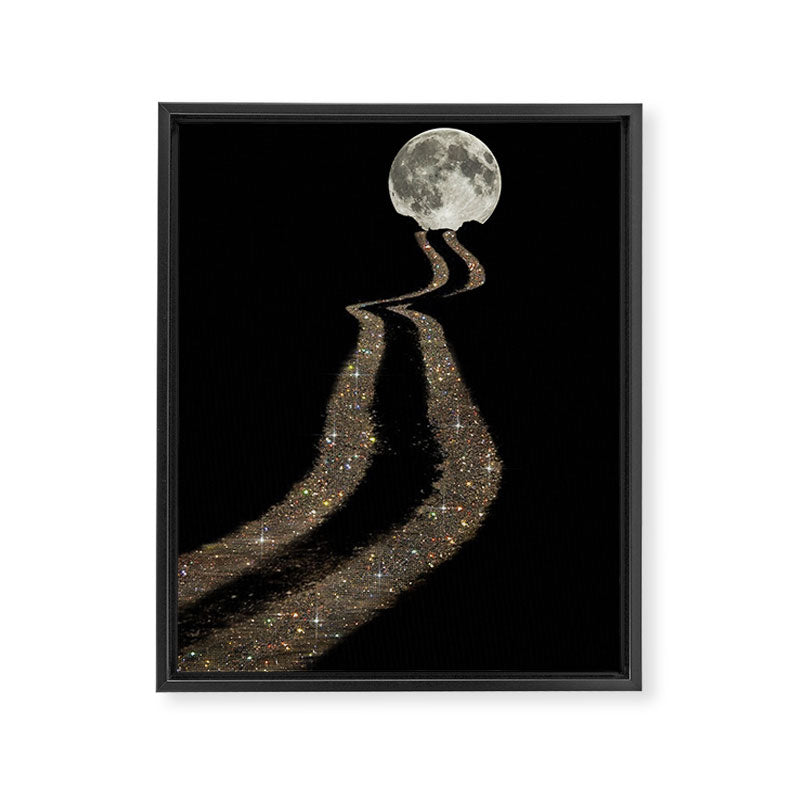THE MOON | glitter | gold | path | full | planet | star | sky | night | glitter  Framed Canvas Print Gallery Image 6