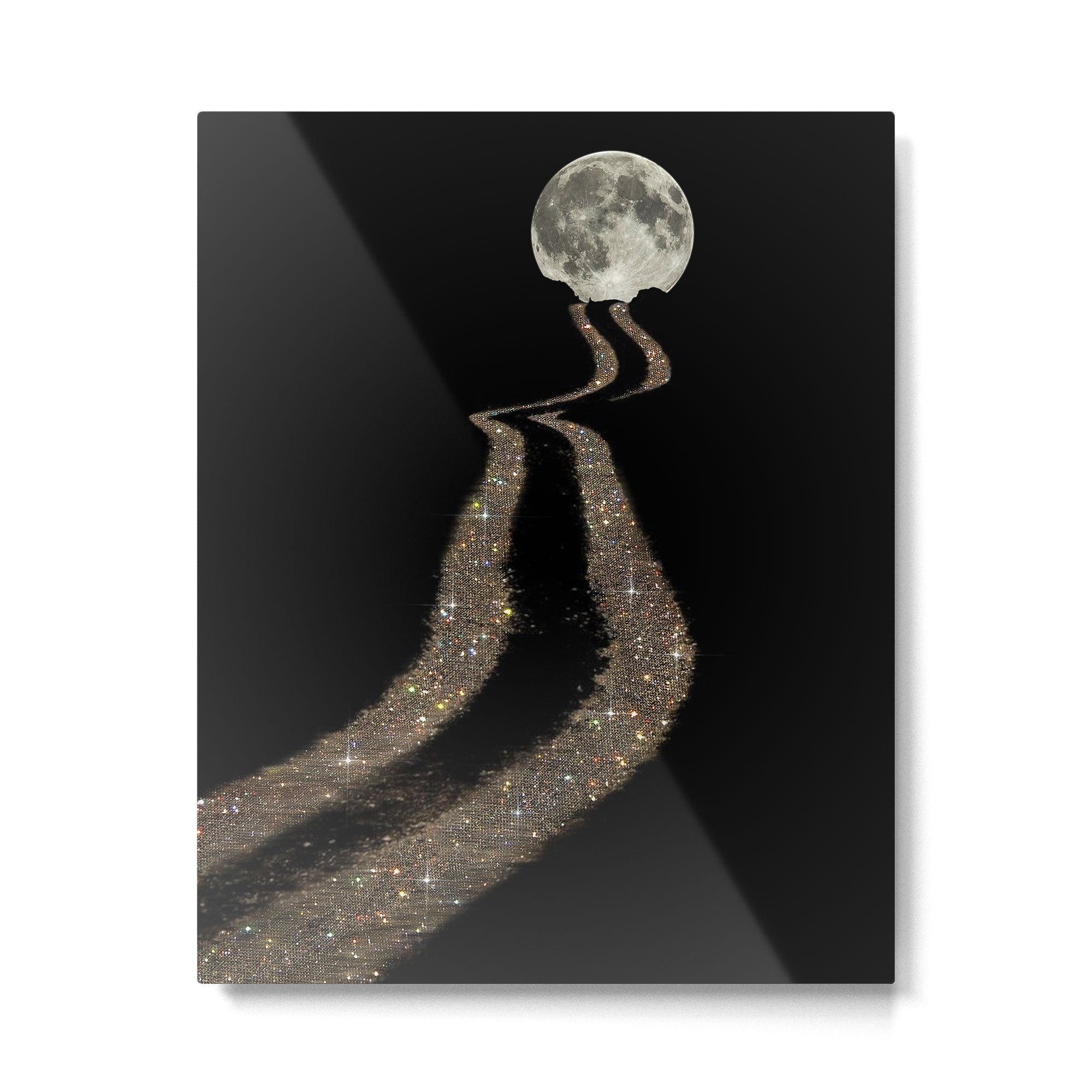 THE MOON | glitter | gold | path | full | planet | star | sky | night | glitter  Metal Print Gallery Image 4