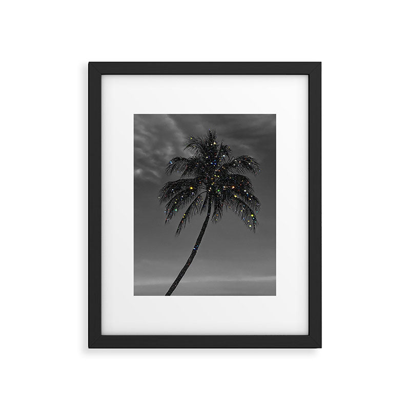 THE PALM | collage | glitter | shiny | summer | beach | black and white | diamonds | creative | hot Framed Art Print Gallery Image 5
