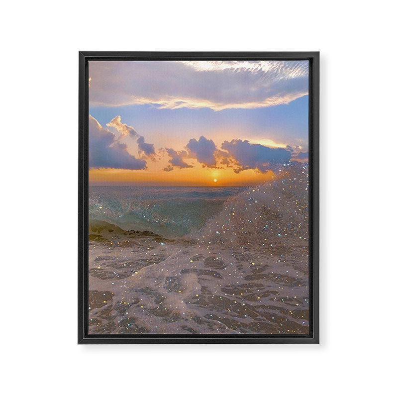 THE STORM | sea | ocean | waves | sky |  seascape | blue | summer | glitter | sparkle | nature Framed Canvas Print Gallery Image 6