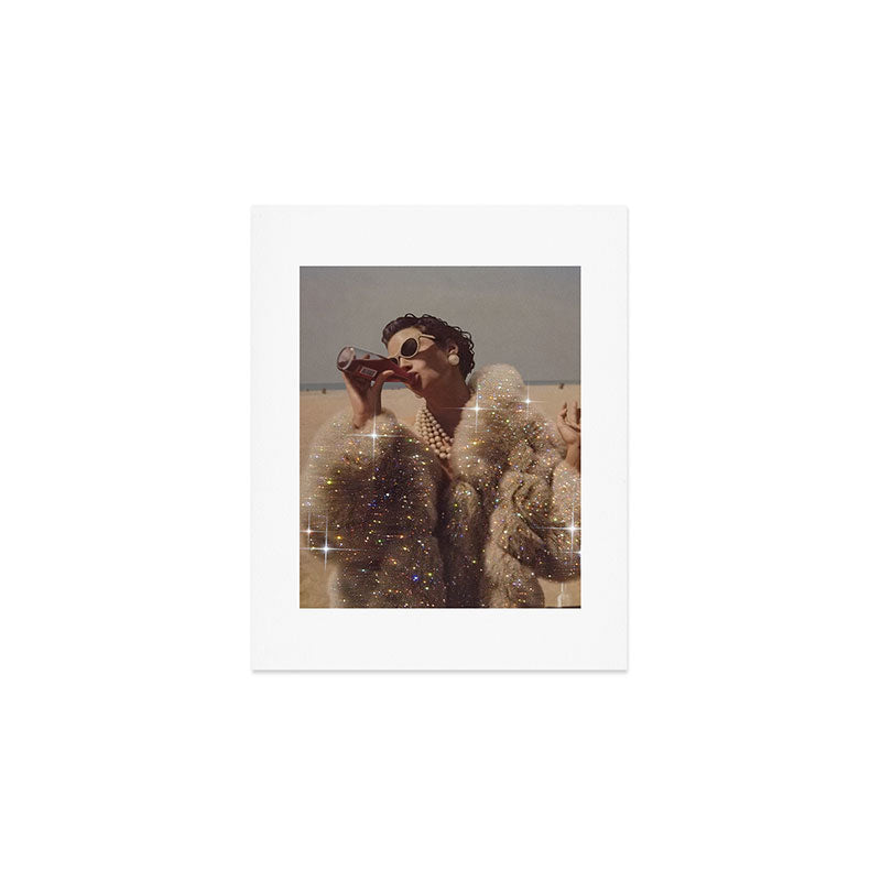 THIRST IN DESERT | collage art by Yana Potter | classic art | old Hollywood style | coat | vintage Art Print Gallery Image 1