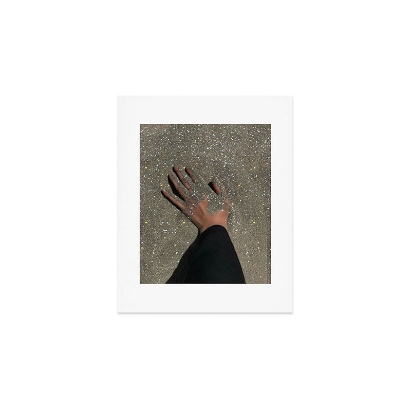 TOUCHING THE GOLDEN SAND | beach | summer | collage | glitter | warm | sunshine | summer | hand  Art Print Gallery Image 1