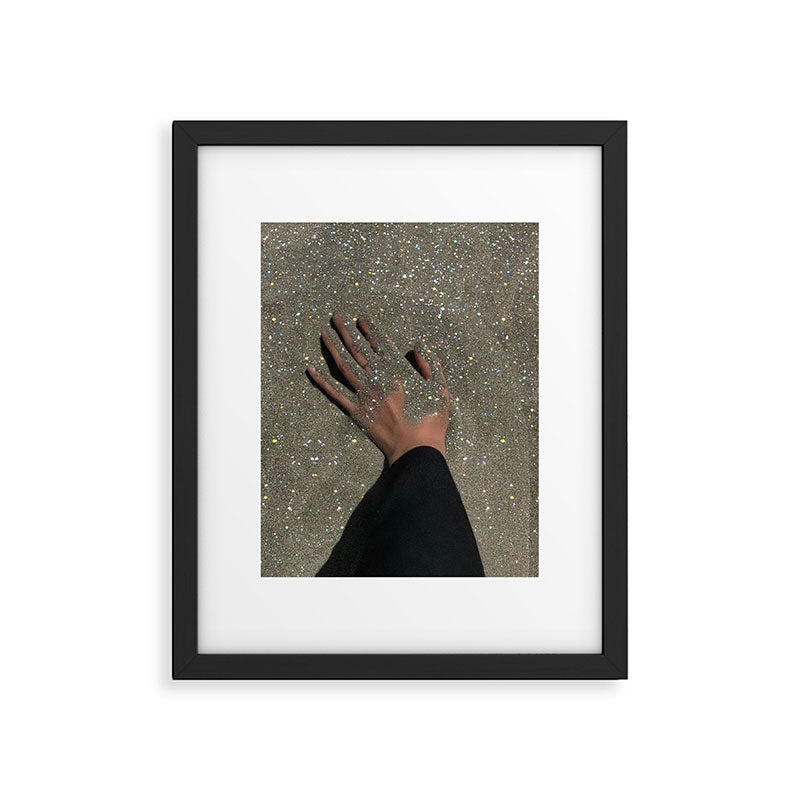 TOUCHING THE GOLDEN SAND | beach | summer | collage | glitter | warm | sunshine | summer | hand  Framed Art Print Gallery Image 5