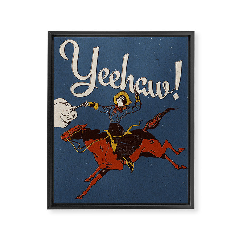 Yeehaw! Blue Framed Canvas Print Gallery Image 6