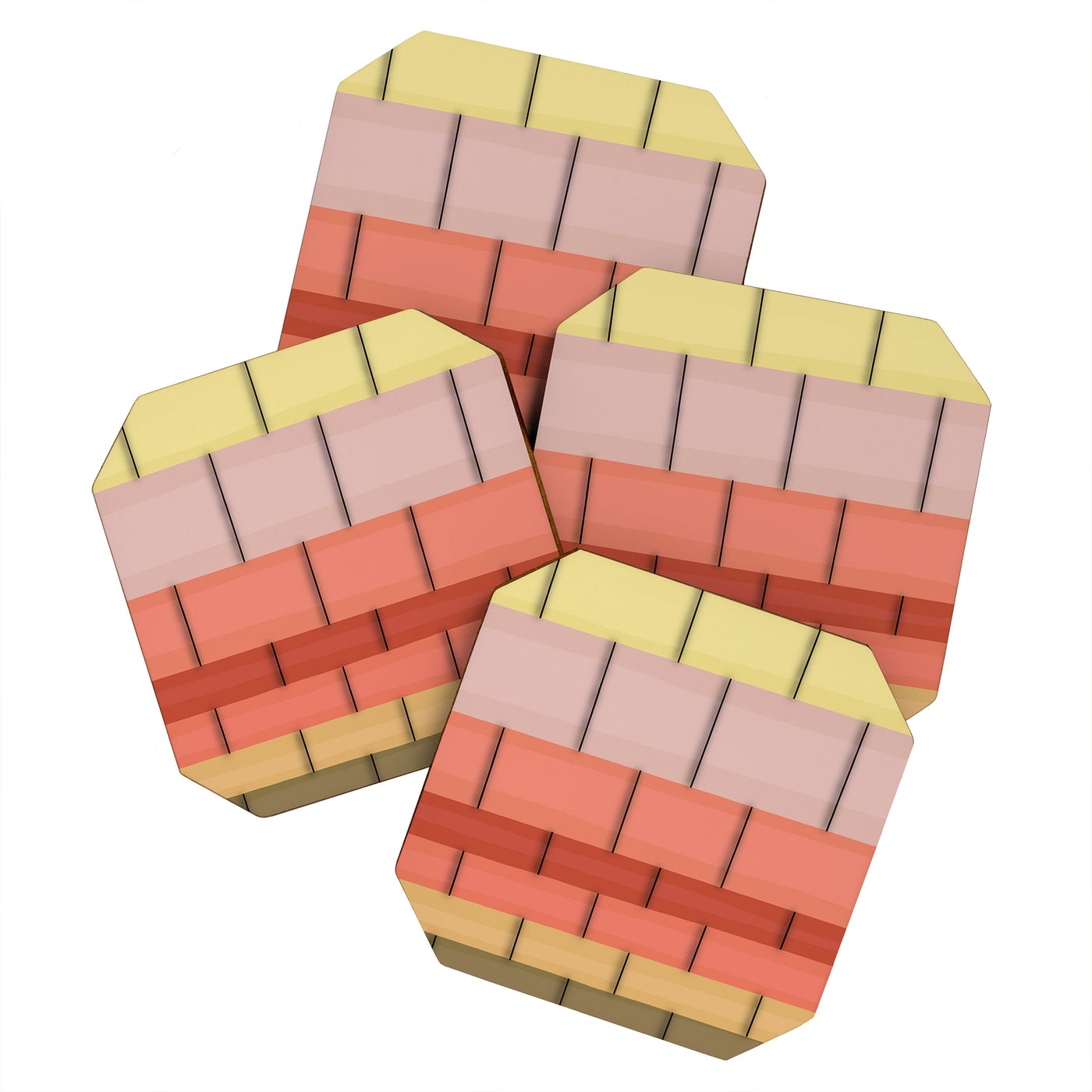 Colorful Tiles In Lines Coaster