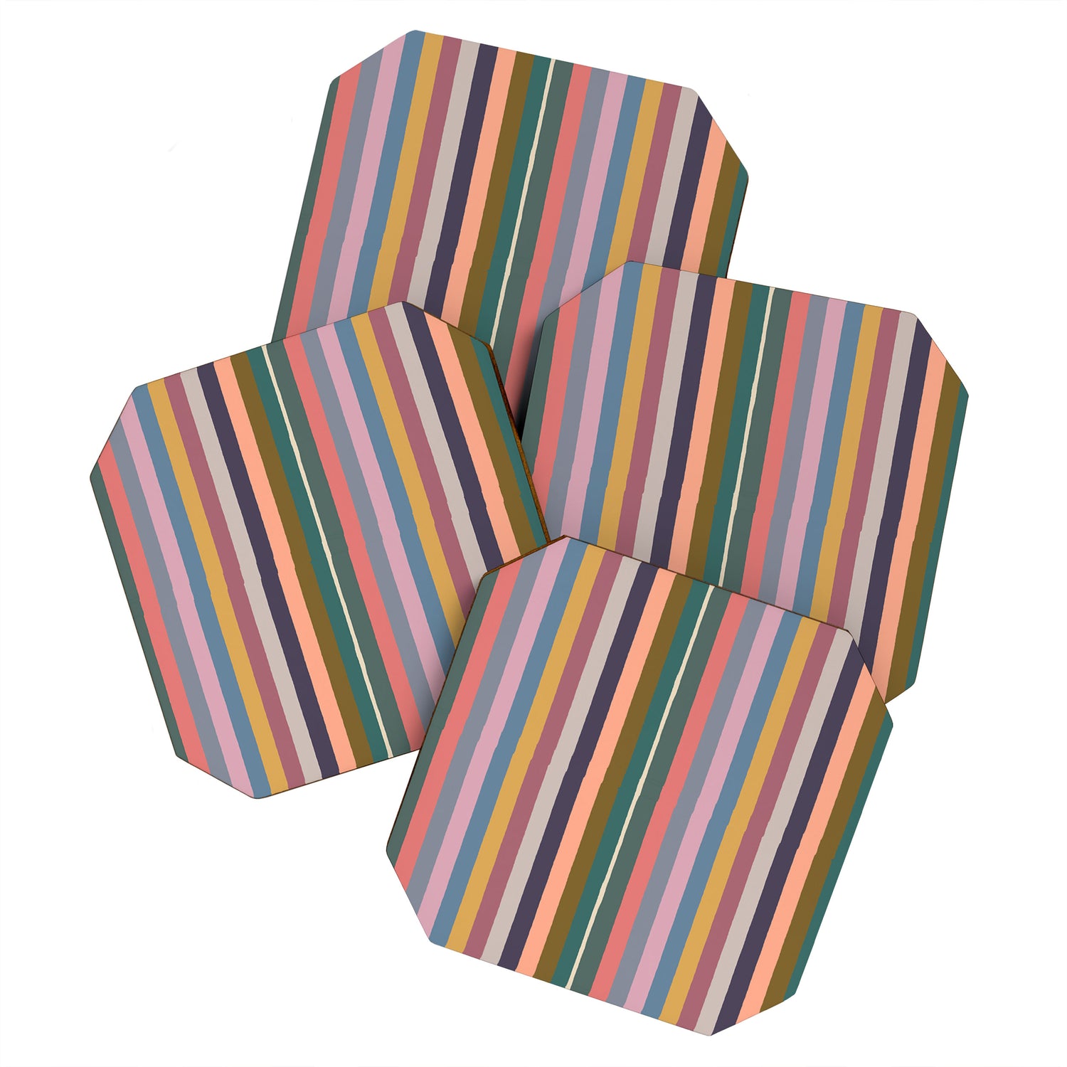 Muted Color Stripes of Joy Coaster Gallery Image 1