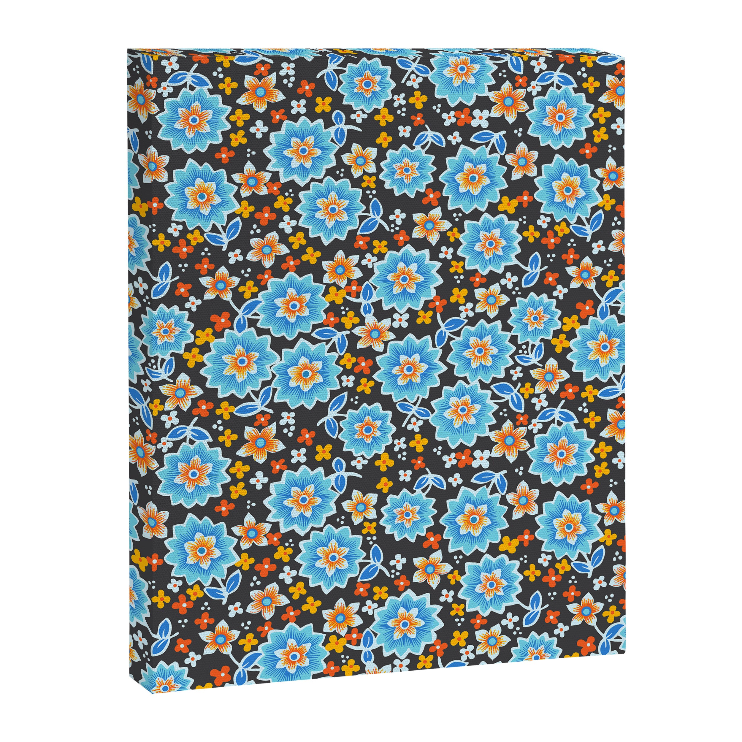 Blue Floral Retro Canvas Print Gallery Image 8