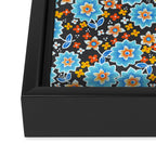 Blue Floral Retro Framed Canvas Print Gallery Image 3