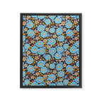 Blue Floral Retro Framed Canvas Print Gallery Image 8