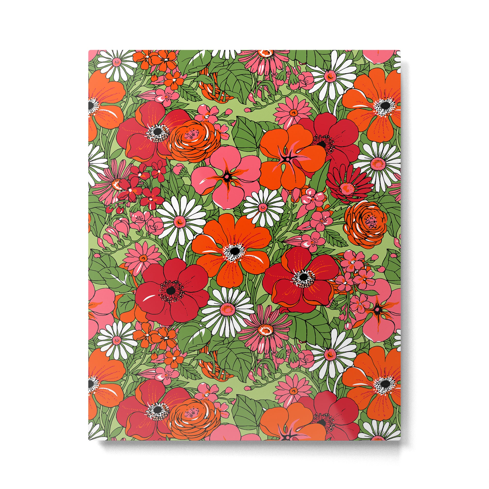 Retro Floral Pillowcase Metal Print Gallery Image 6