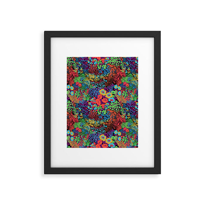 Vintage Floral Neon Framed Art Print Gallery Image 1