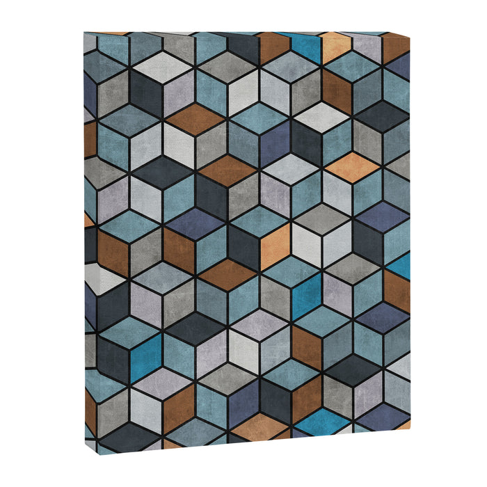Colorful Concrete Cubes - Blue, Grey, Brown Canvas Print Gallery Image 1