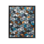 Colorful Concrete Cubes - Blue, Grey, Brown Framed Canvas Print Gallery Image 6